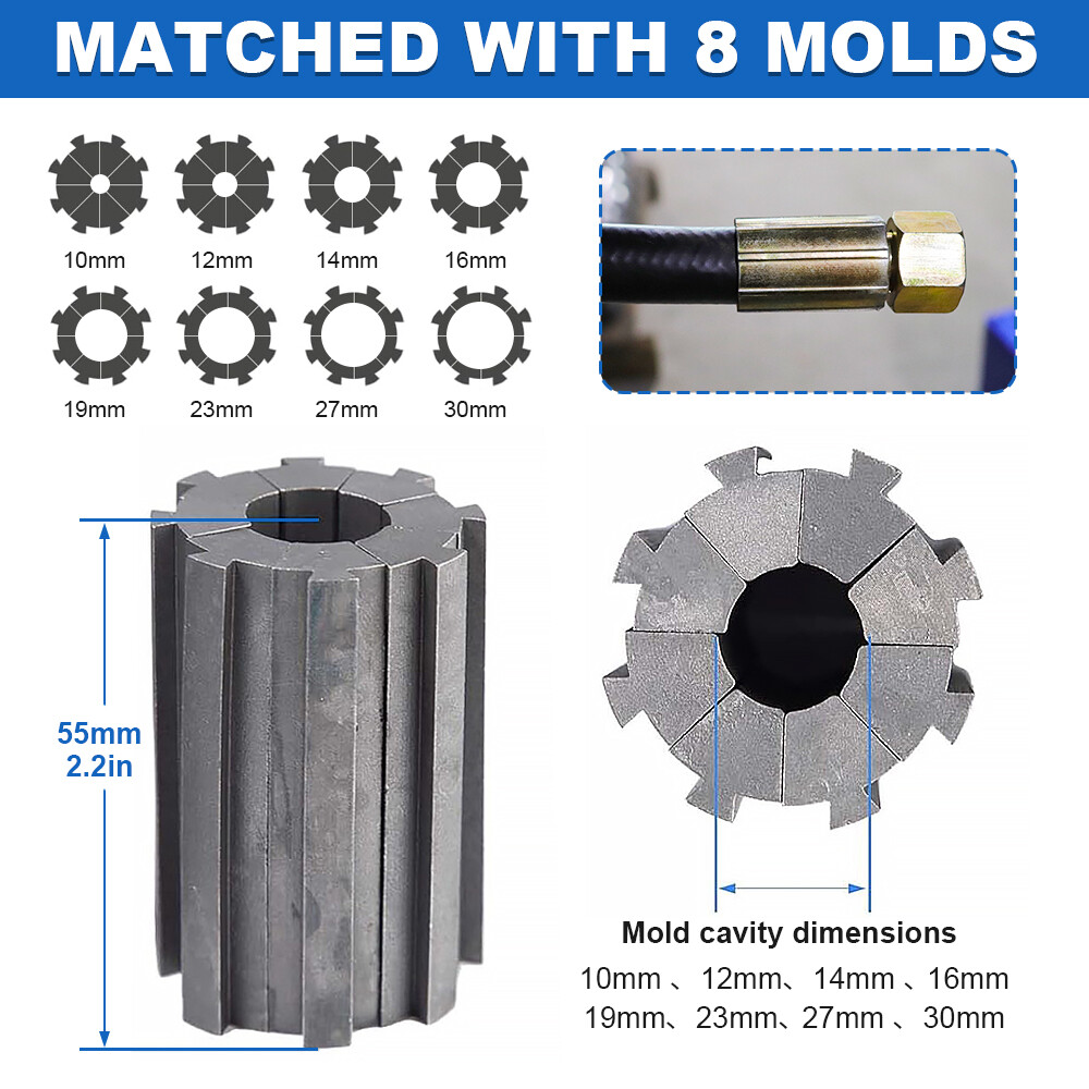 Pipe Crimper Machine Manual Hydraulic Hose Crimping with 8 Dies Sets Portable