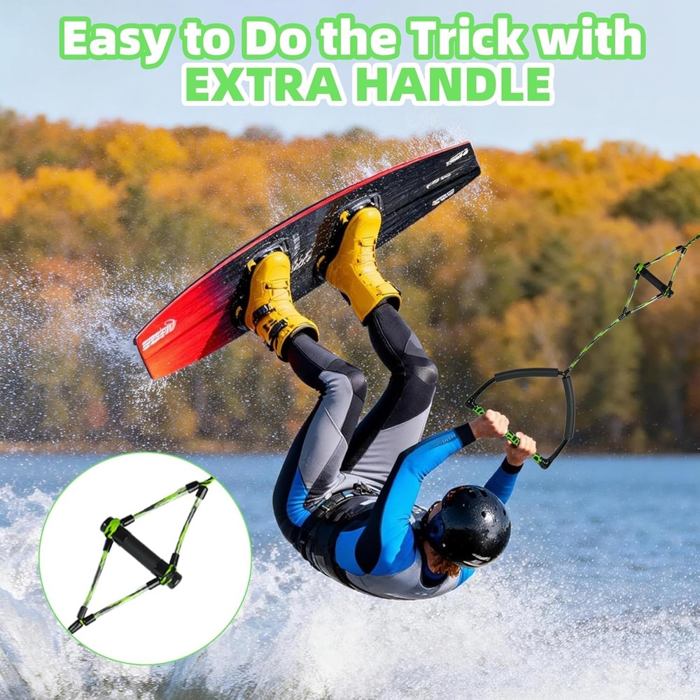 75FT Wakeboard Rope with Handle, Adjustable 4 Sections Water Ski Rope Kit