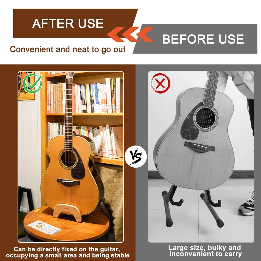 Acoustic Guitar Stand That Doesn't Require Assembly - Solid Wood Portable Flo...