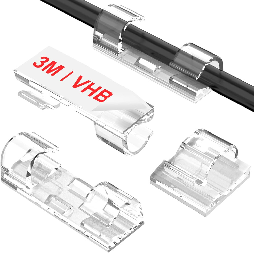 Adhesive Cable Clips Clear (40PCS, M), Upgraded Wire Holders for Wall, Strong Co