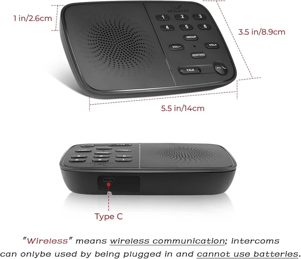 HO-Smart 2-Way Full Duplex Wireless Intercom 2-Set 1300ft EUC