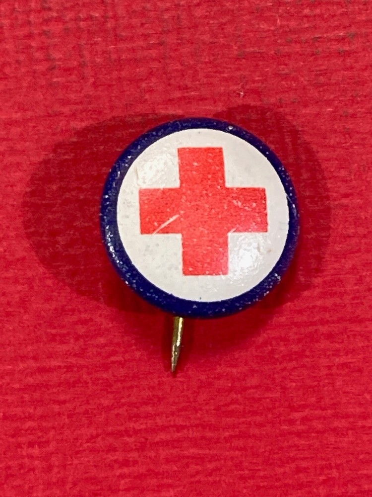 Vintage Red Cross Button / Pin