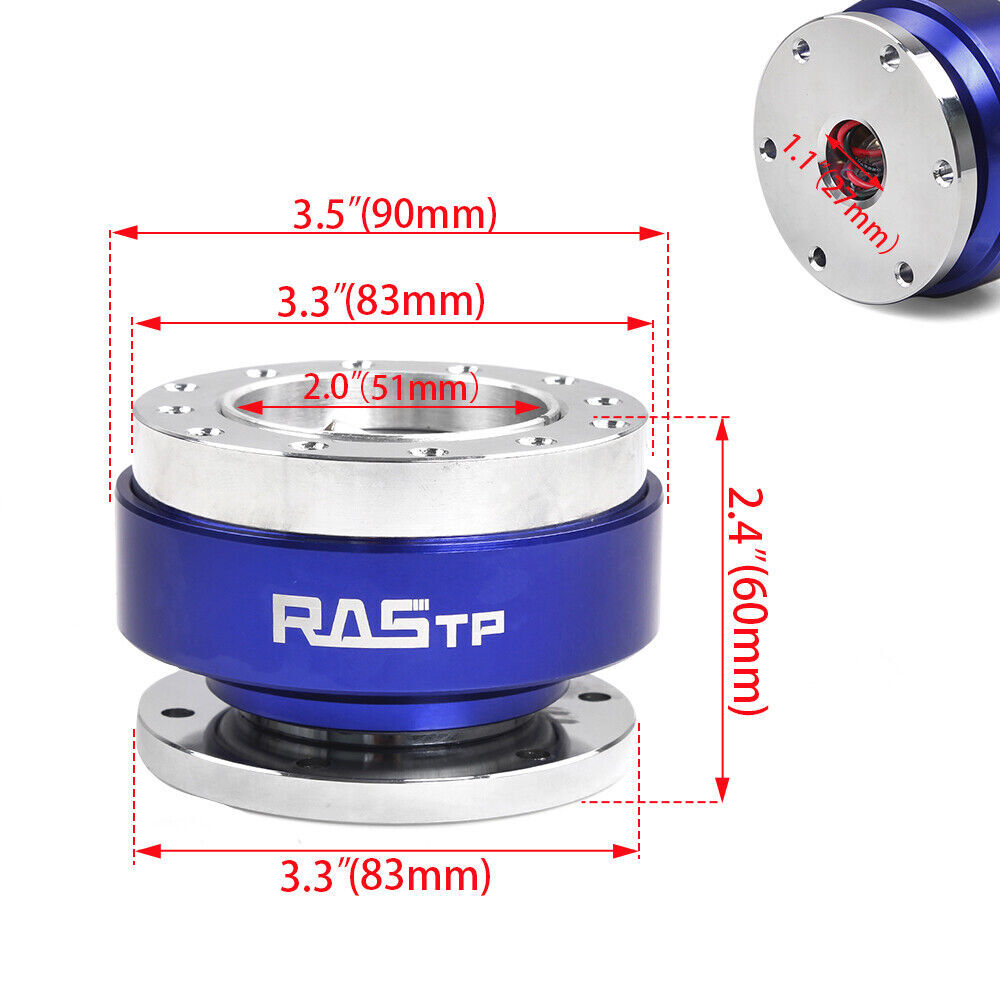 12.5" Universal Blue D Shape Racing Steering Wheel w/ Quick Release Adapter Kit