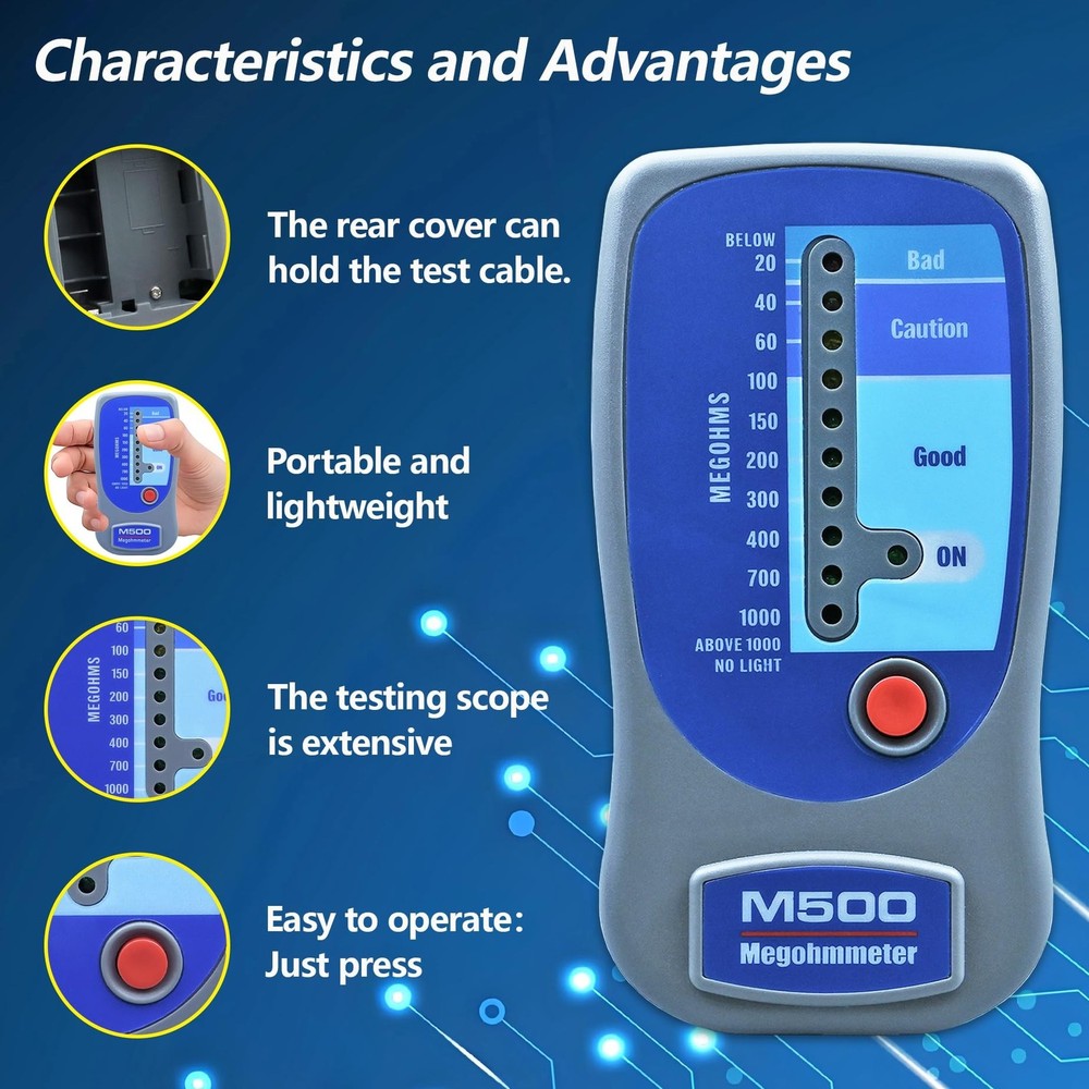 M500 Megohmmeter for Insulation Testing，Compatible with Supco M500 Electronic...