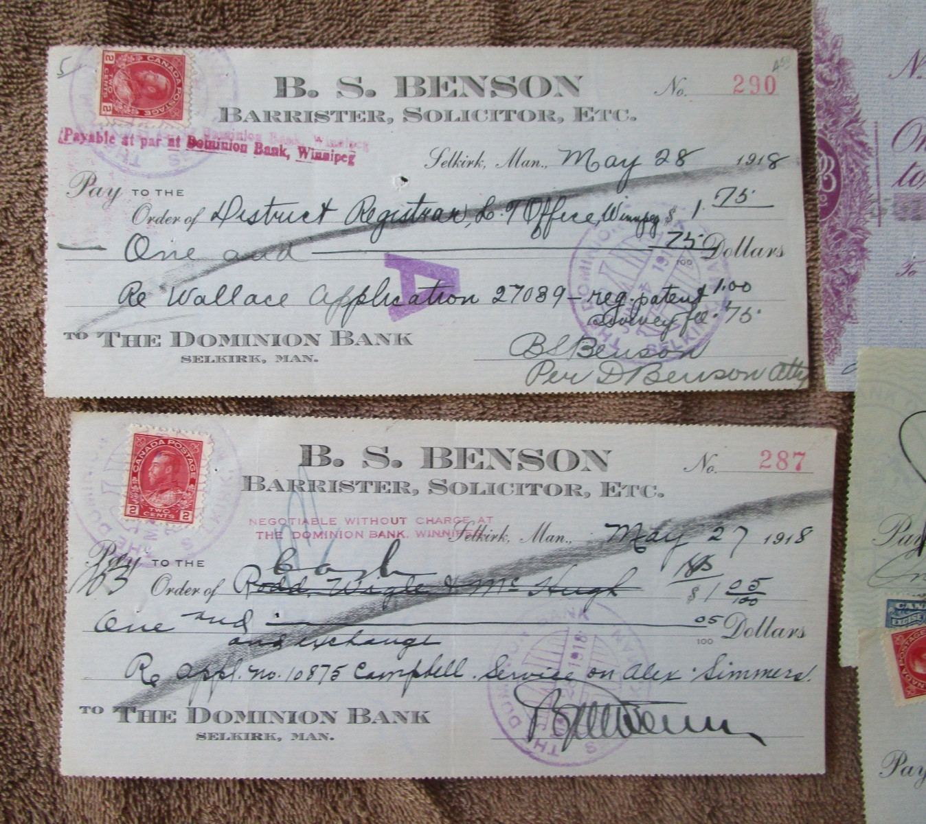 (10) EARLY CANADIAN BANK CHEQUES - 1916-45 - Revenues - Free Shipping
