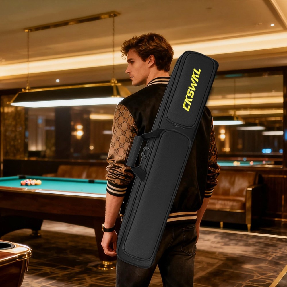 Pool Cue Case 5x5 - Soft Padded Multi-Pocket Billiard Backpack with Adjustabl...