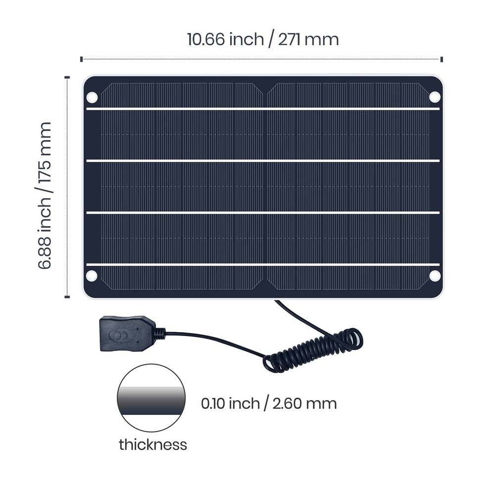 FlexSolar 6W Mini USB Solar Panel, IP67 Waterproof Monocrystalline Module DIY...
