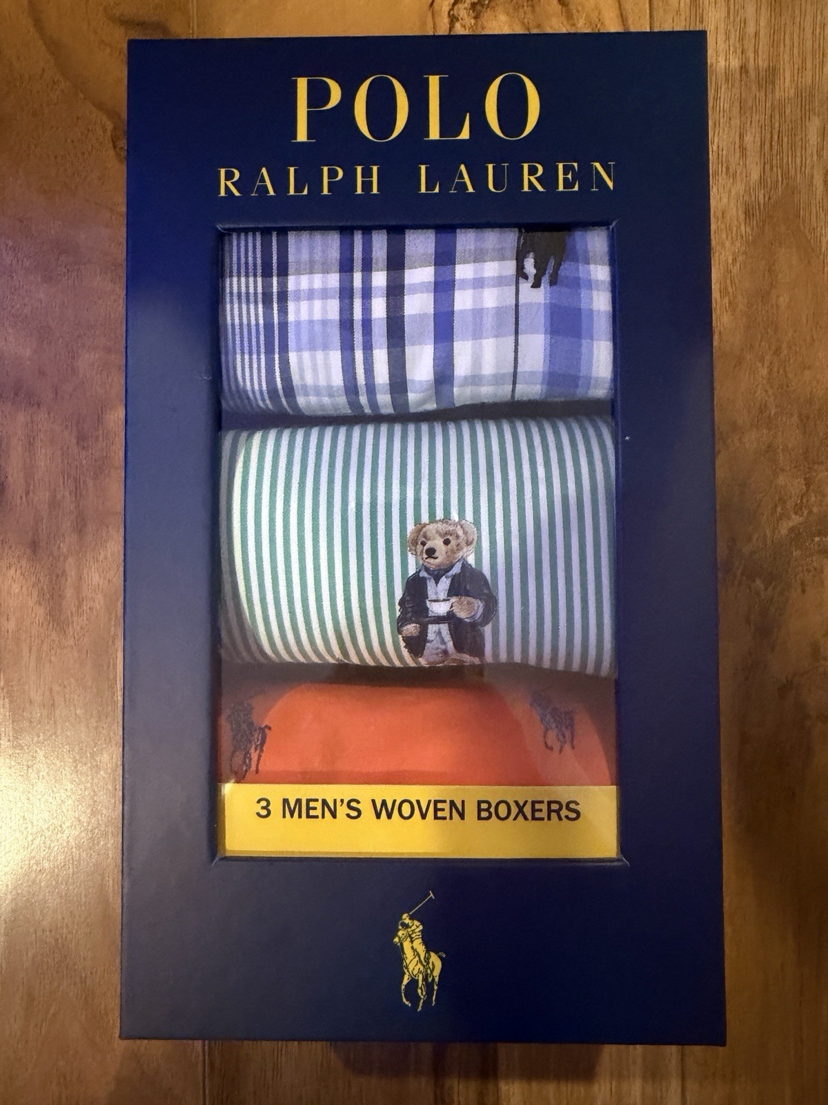 Men’s Polo Ralph Lauren Classic Fit Woven Boxers 3 Pack 100% Cotton Size Medium