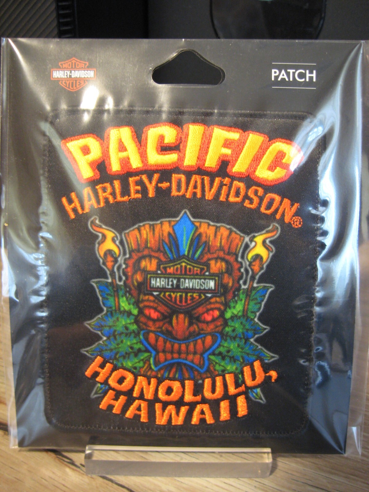 Pacific Harley Davidson Emblem 4.5" x 3.75" Sew On Patch - Tiki Honolulu, Hawaii