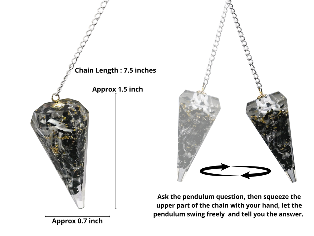 Black Tourmaline Selenite Orgone Pendulum