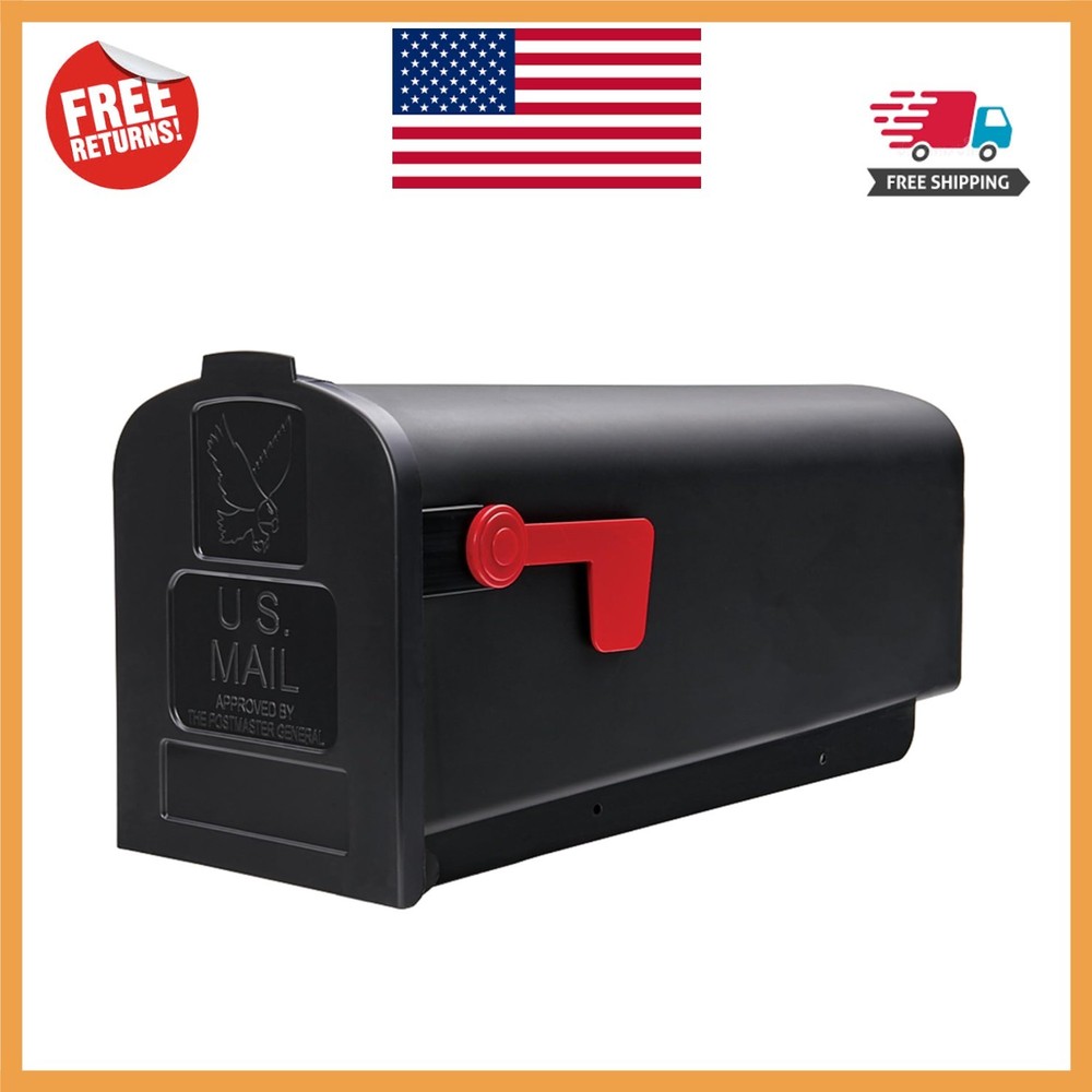 Stylish Black Plastic Curbside Mailbox - Medium, Rust-Proof & USPS Approved