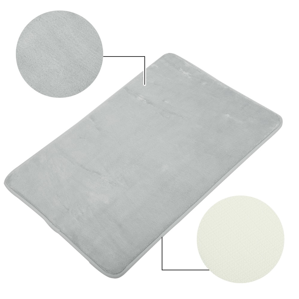 1Pcs Bathroom Rugs Bath Mat Machine Washable Solid Color Pattern Gray 90x60cm