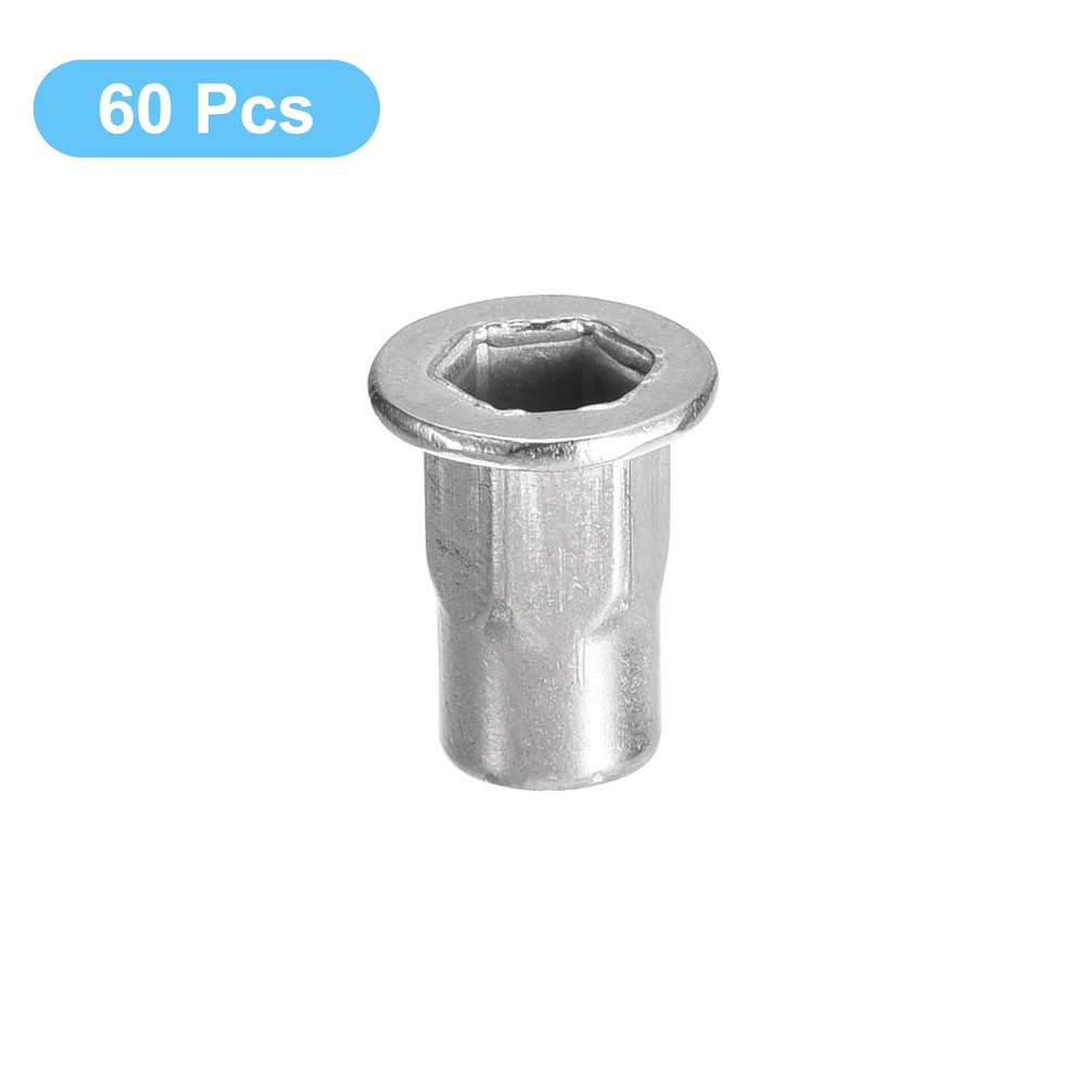 M4 Half Hex Body Rivet Nuts, 60pcs 304 Stainless Steel Threaded Insert Nuts