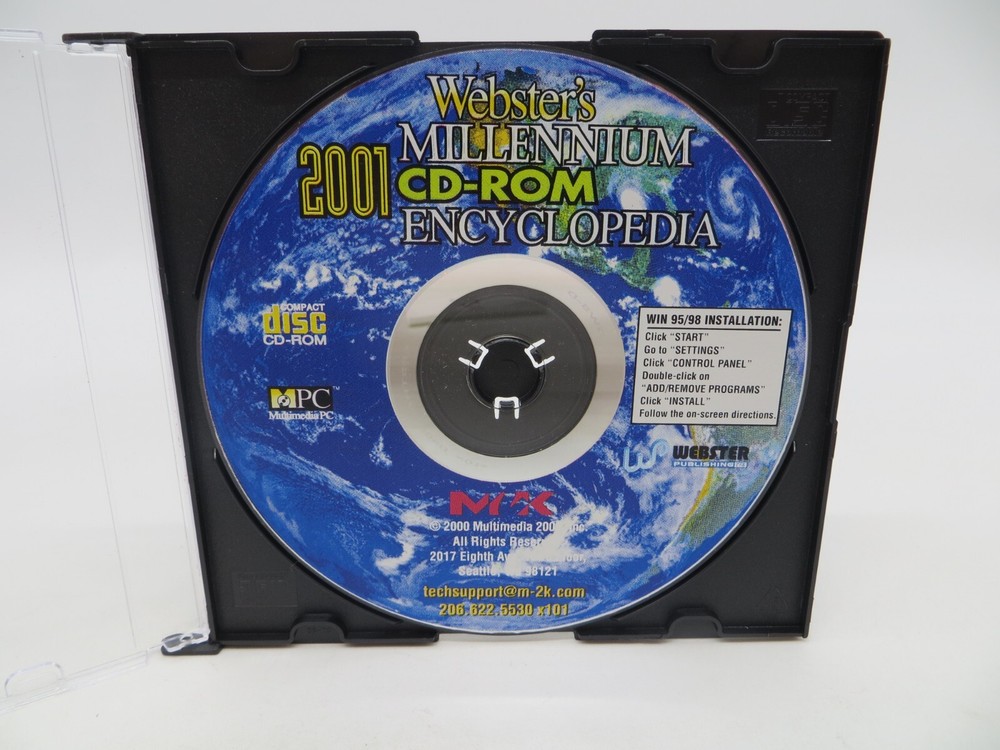 Webster's Millennium 2001 CD-ROM Encyclopedia PC computer disk WIN 95/98 vtg