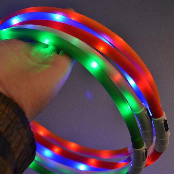 DOT RECHARGEABLE DOTTED LED PET GLOW COLLAR adjustable flash light-up FOR dog