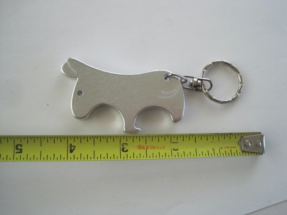 Rabbit Bottle Opener Key Chain Silver Tone