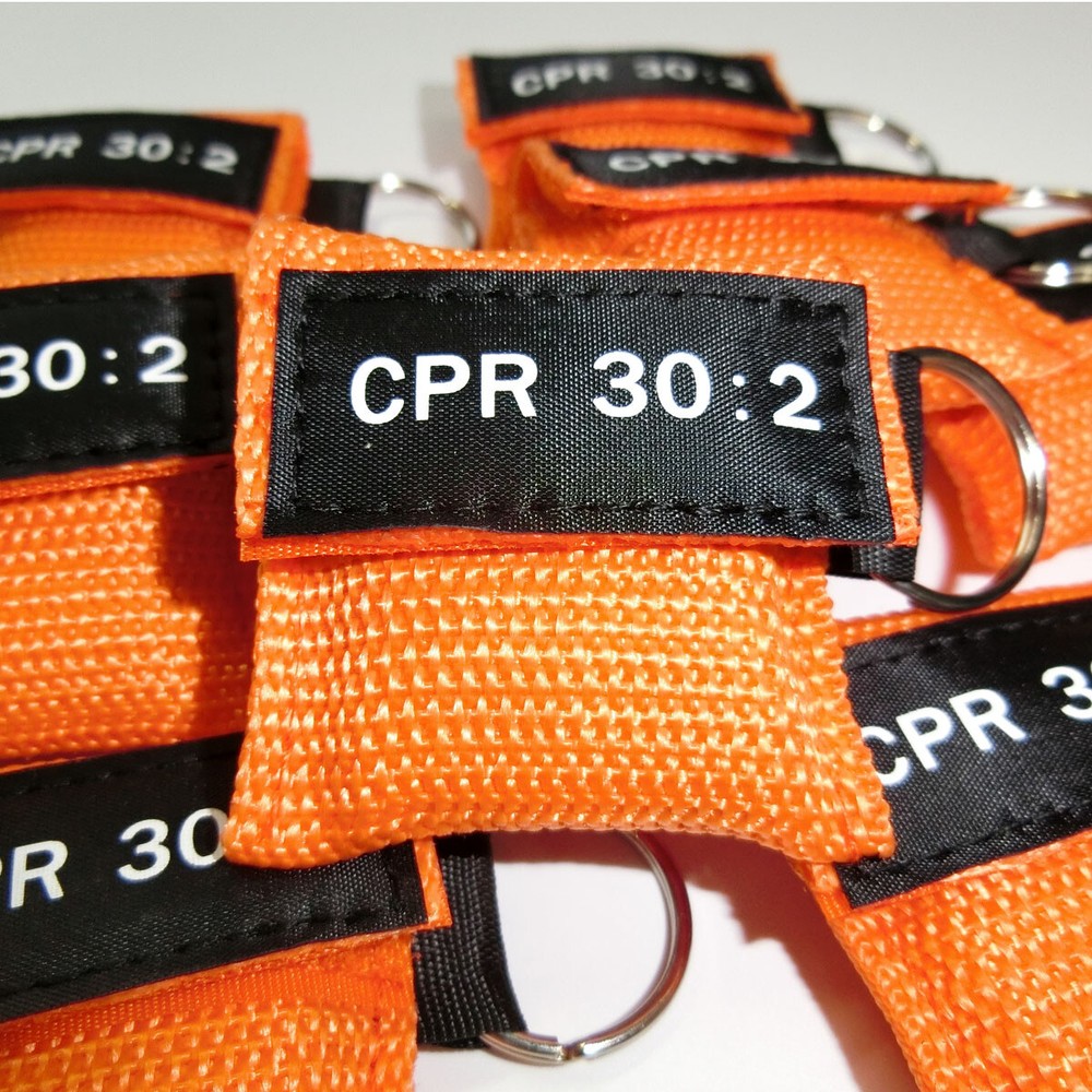 200 pcs CPR MASK KEYCHAIN WITH CPR FACE SHIELD AED Orange CPR 30:2