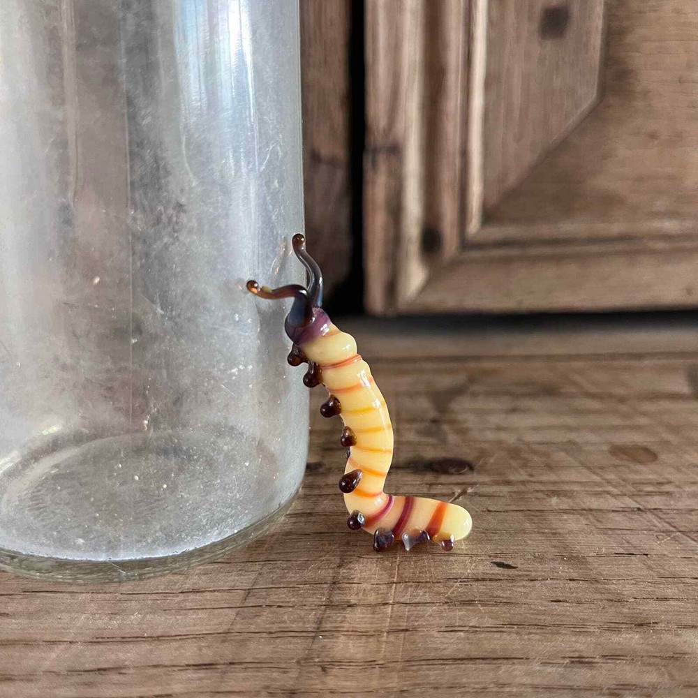 Caterpillar Art Glass Handblown Standing 2" Unique