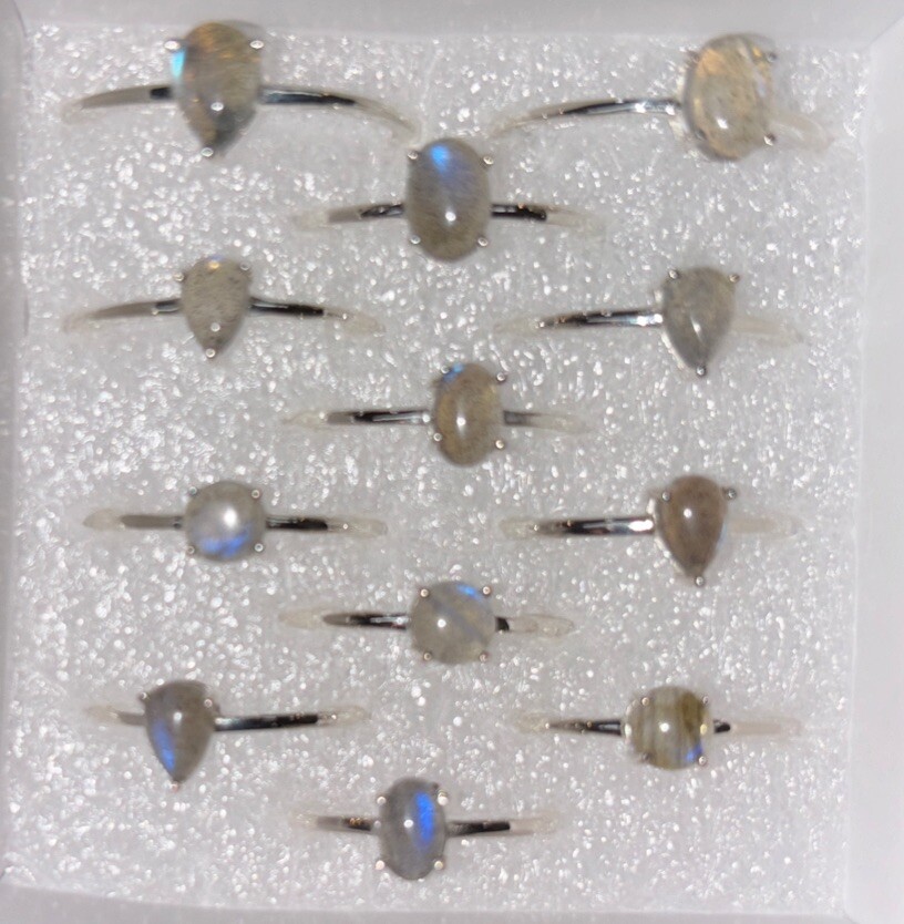 sterling silver stackable ring Size 6 Labradorite