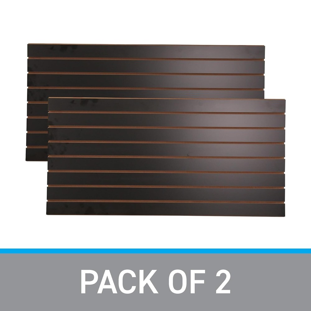 2 Slatwall Easy Panels 4' x 2' Horizontal Black Fiberboard Panel
