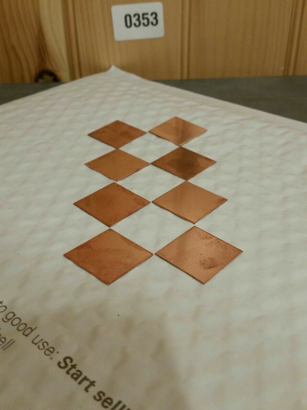 Copper Square 1" .020 Thick 8 piece lot jewelry 020 0.020 Art Solder Welding