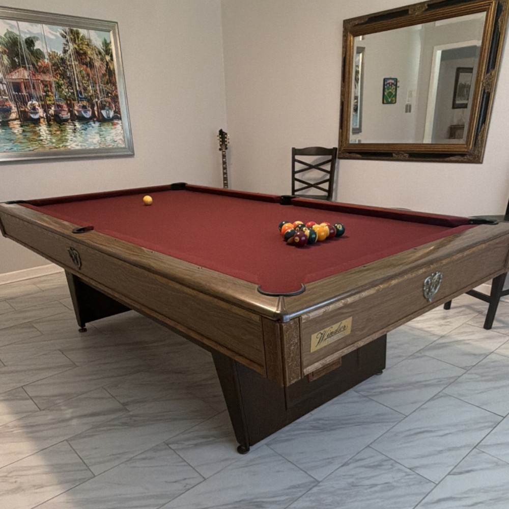 Brunswick Windsor Billiard Table with Red Felt
