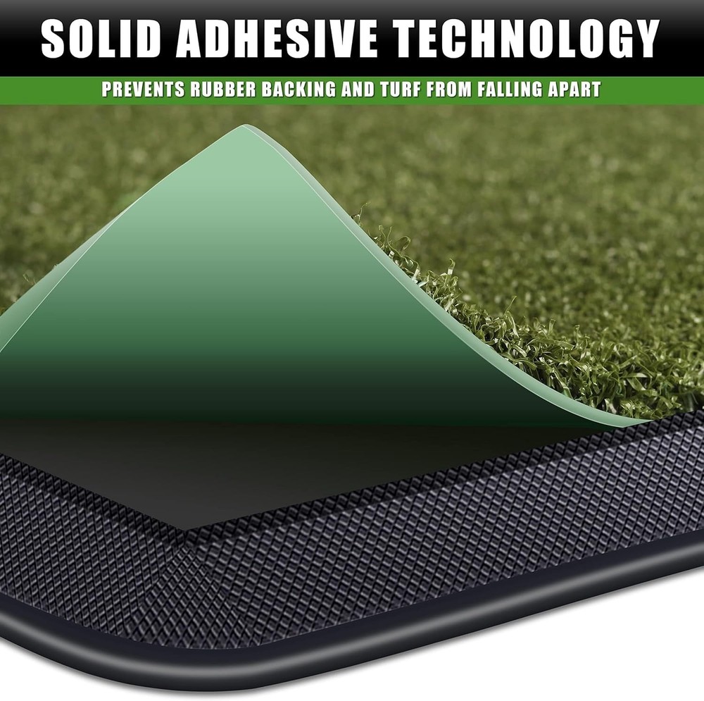 Compact Golf Practice Mat with Rubber Base and Tees - Real Turf Feel, Foldable