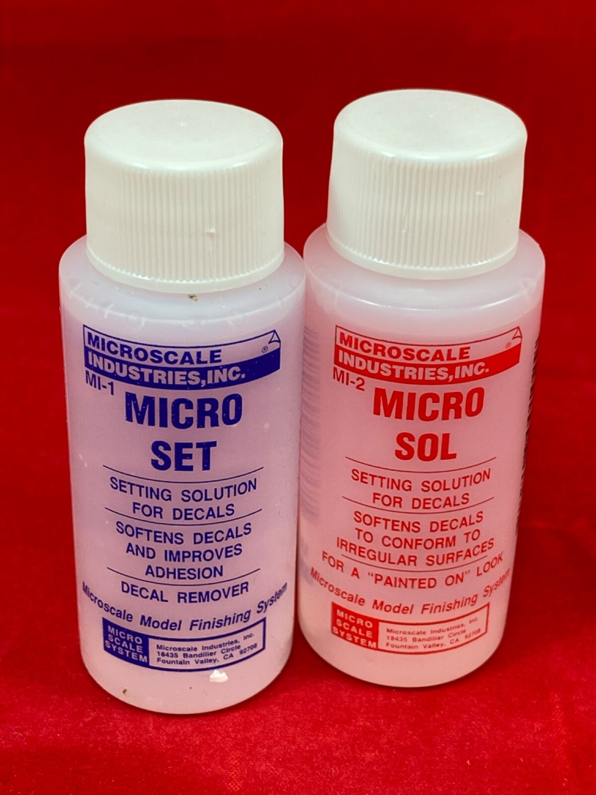 Microscale Industries MI1 MI2 MICRO SOL + MICRO SET  Decal Setting Solution SET