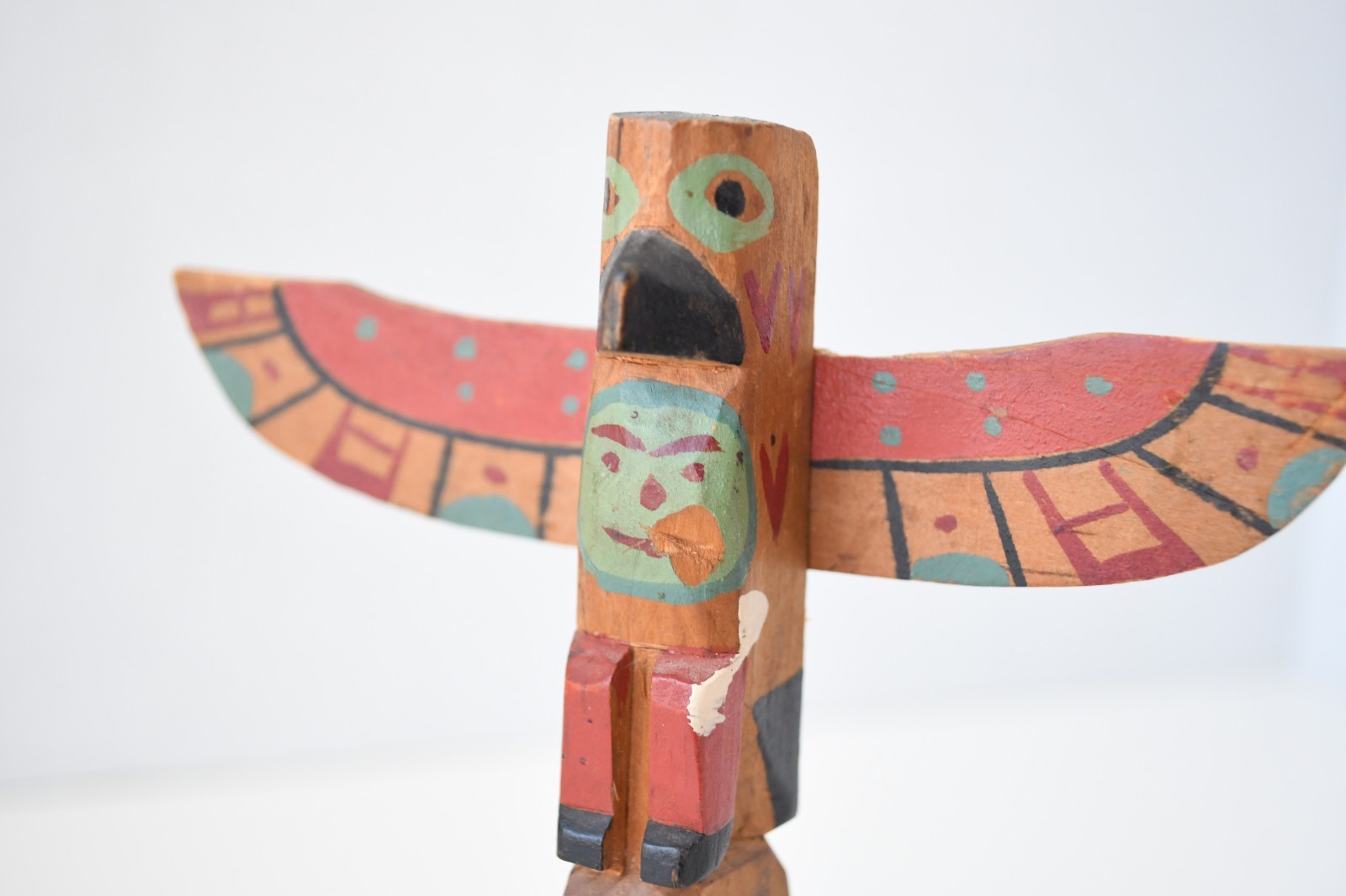 Vintage Alaska PWC Cedar Totem Pole "Eagle Human Orca" 1930's 7x5