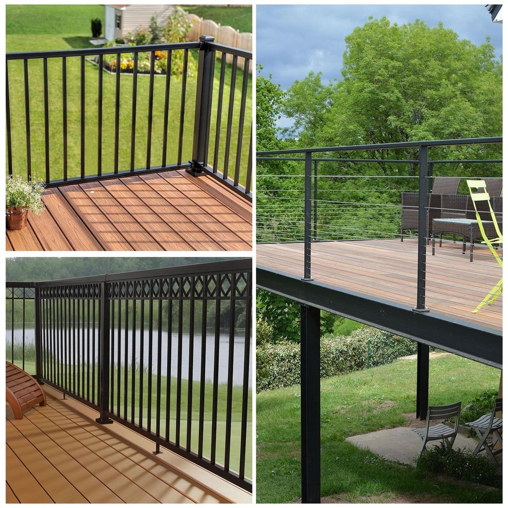 42" Cable Railing Post, Adjustable Top Level Drilled Railing Line Handrail Post