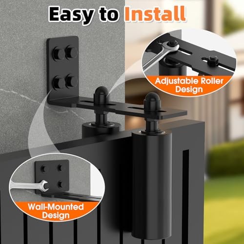 Sliding Gate Guide Rollers & Hardware Kit – Heavy Duty 6" 6in Black-2pcs