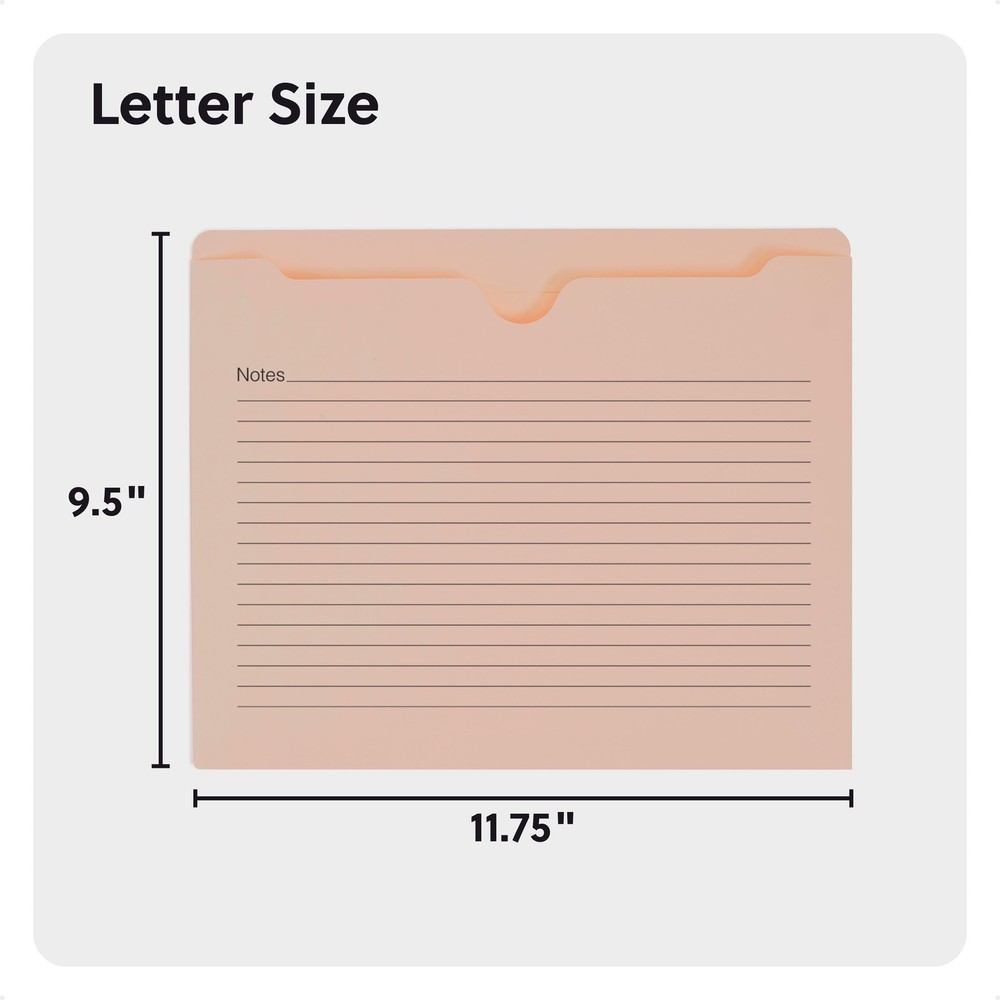 File Jacket W/ Notes Top Tab Straight Tab Cut Letter Size Assorted Colors