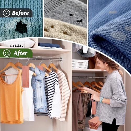 Cedar Blocks for Clothes Storage,15 Pack with Metal Hooks,100% Natura Cedars Woo