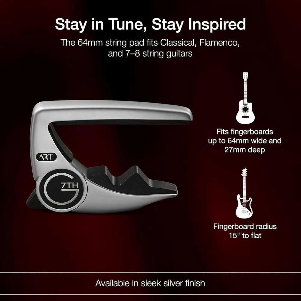 Versatile Silver Guitar Capo - Adaptive Radius Technology