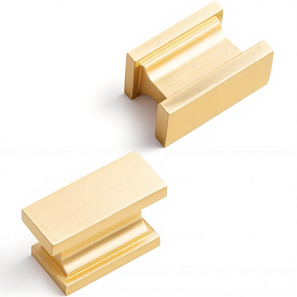 Hardware 10 Pack Square Knobs Gold Cupboard Cabinet Handles Kitchen Drawers P...