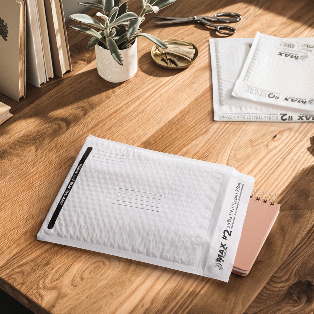 Poly Bubble Mailers #2, 8.5" x 11", Solid White Shipping Mailing, 3 Pack