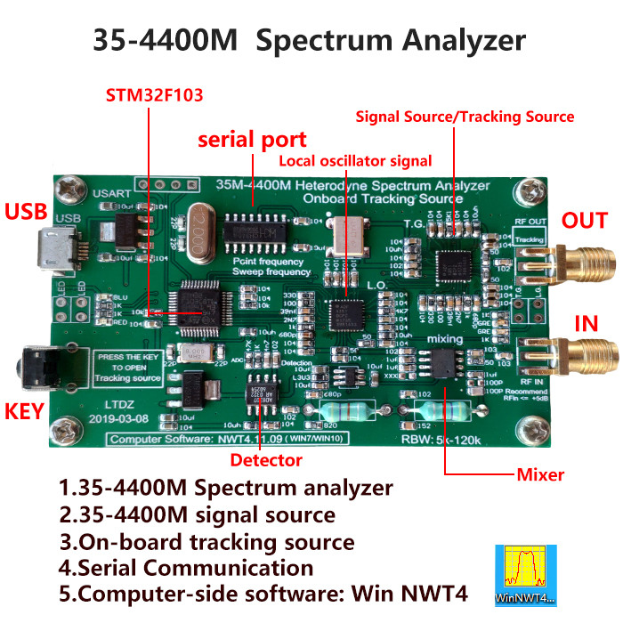 35-4400M USB Spectrum Analyzer Analysis Signal Source with tracking source
