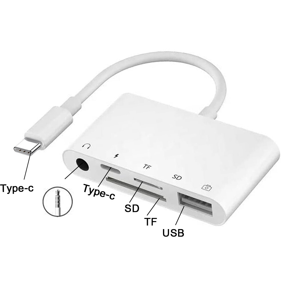 5 in 1 Type C USB OTG Adapter SD/TF Card Reader For Samsung Android Phone