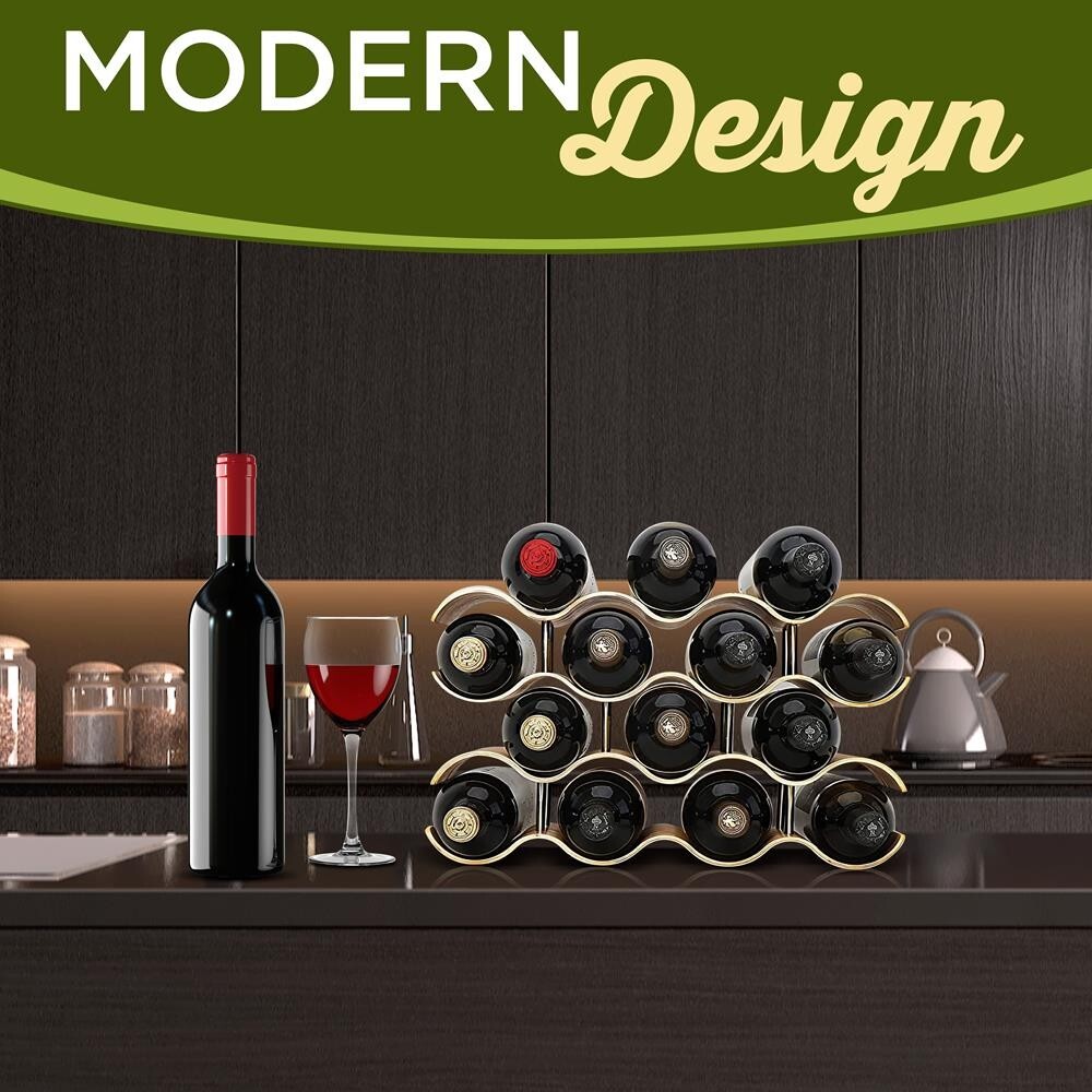 SereneLife 4-Tier Wine Storage Rack w/ 14 Bottle Slots, 4-Tier Modular Wine Disp