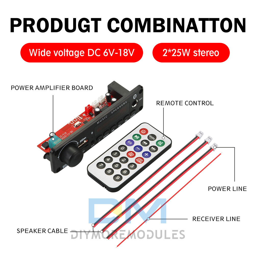 50W Amplifier Bluetooth MP3 Player Decoder Board DC6-18V FM Radio TF Car kit
