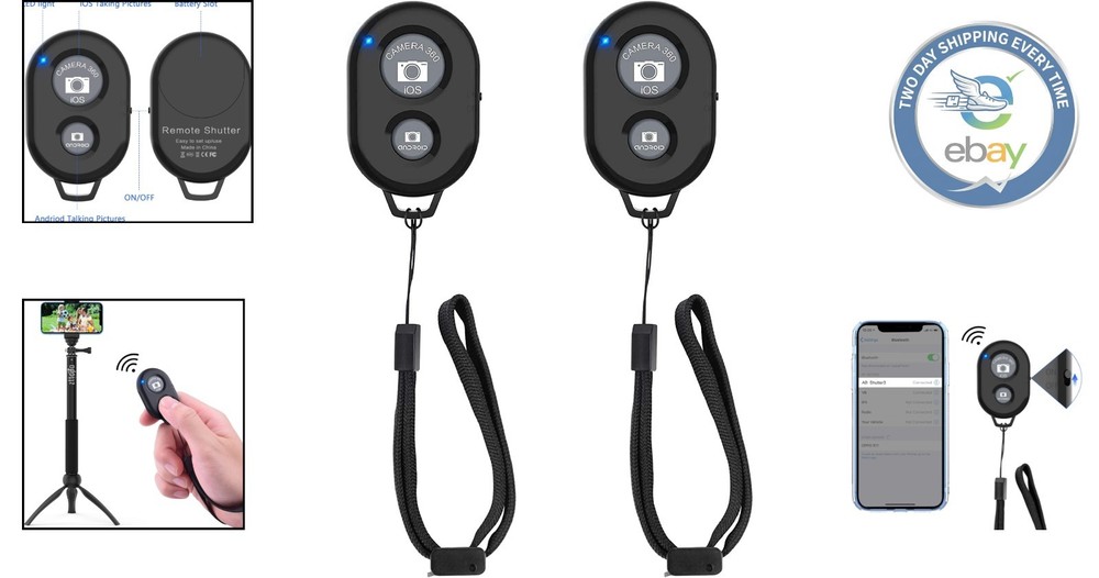 Wireless Camera Remote Shutter (2 Pack) for iPhone/Android - Capture with Ease