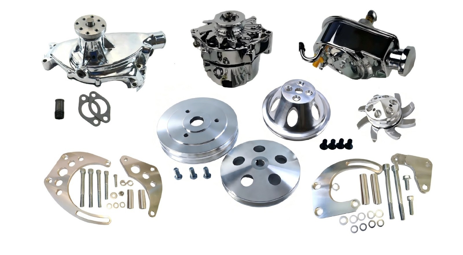 Big Block Chevy 454 Short Water Pump V Pulley & Bracket Kit W/Alternator PS SWP