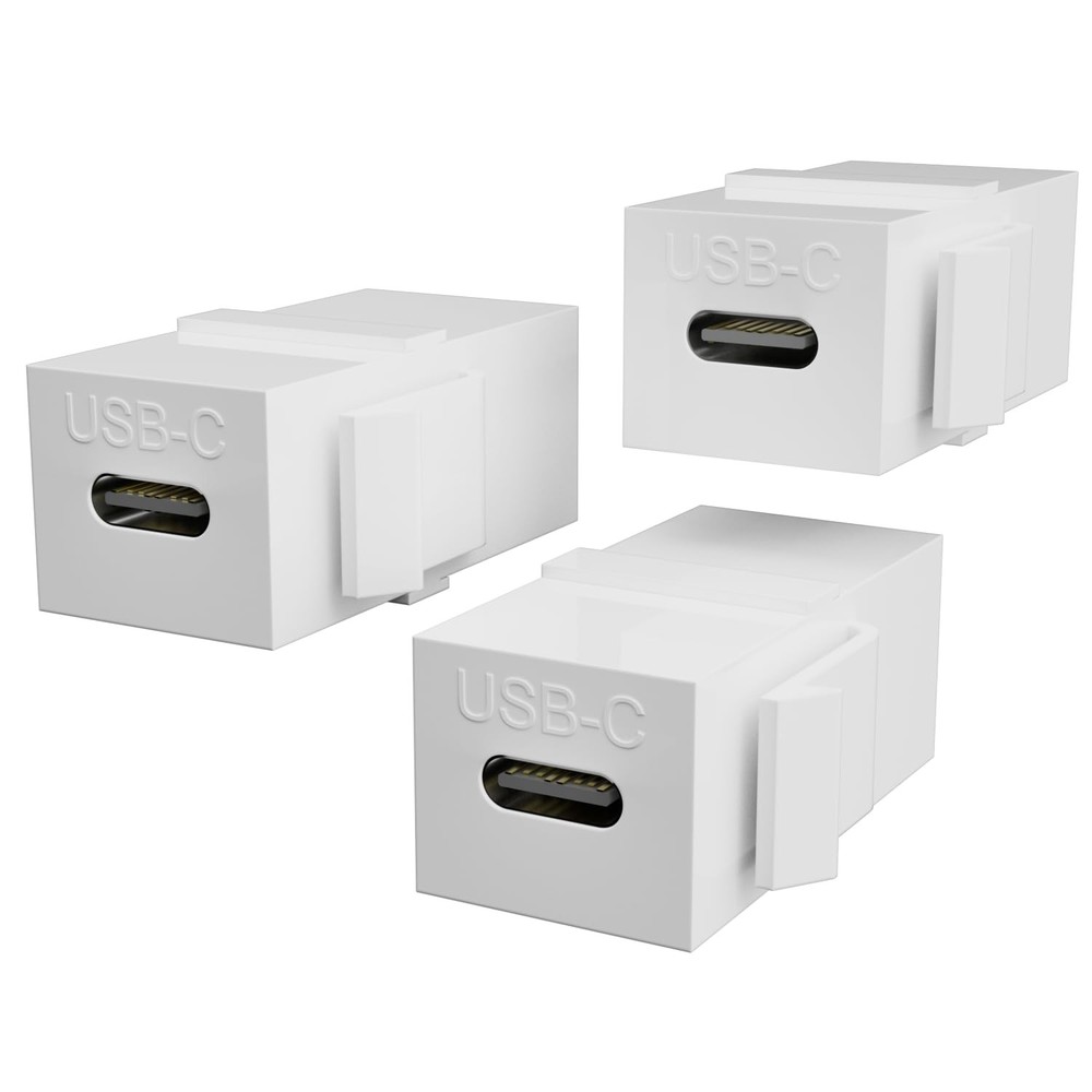 BERLAT USB C Keystone, C Keystone Jack Insert Adapters 3 Pack - White