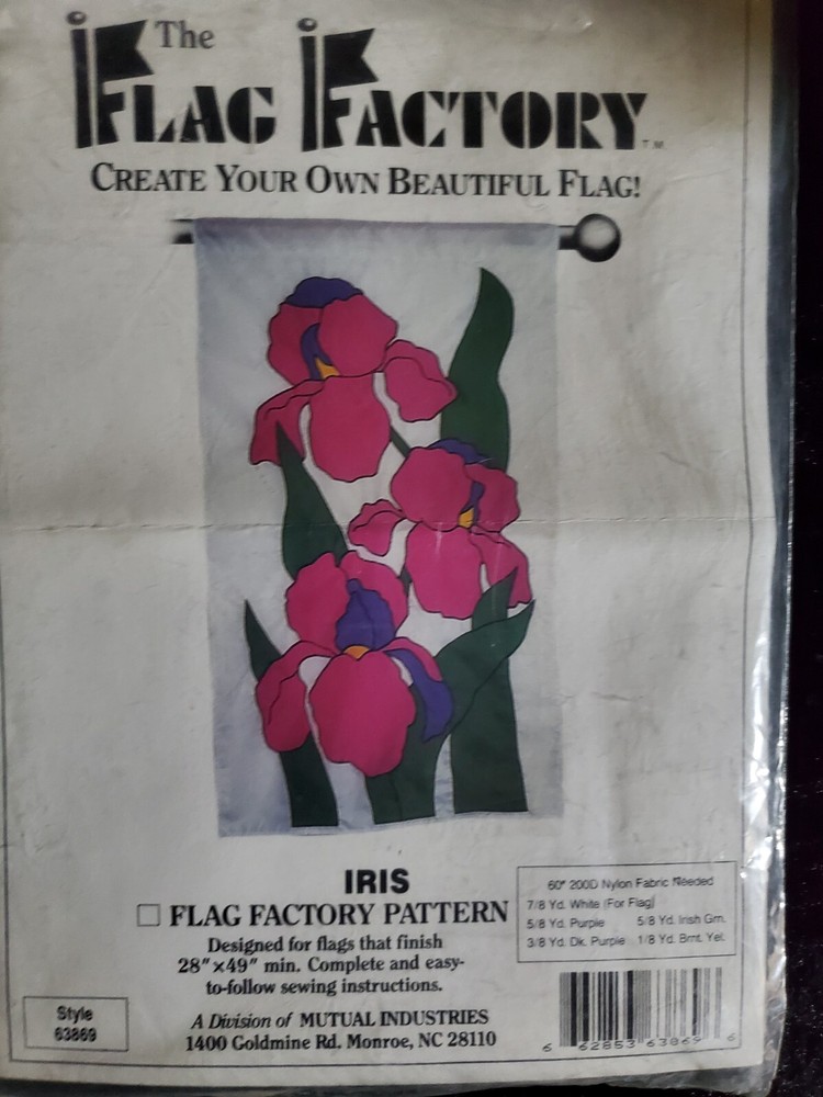 Flag Factory Iris Sewing Pattern and instructions Uncut