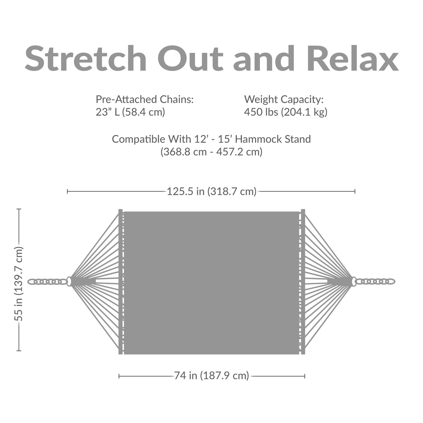 Large Quilted Hammock with Spreader Bars and Pillow - Sunset by Sunnydaze