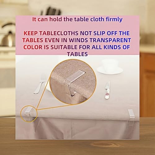 24 Pieces Clear Tablecloth Clips – Plastic Table Cover Holders, Windproof
