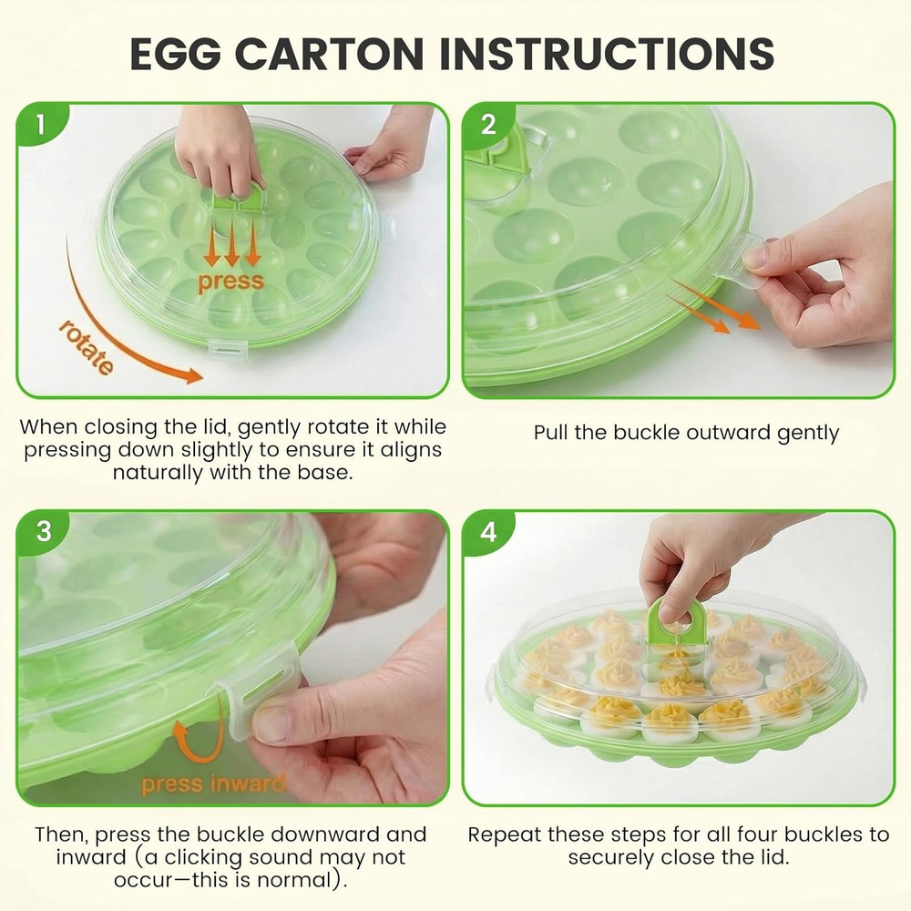 Deviled Egg Containers with Lid, 3PCS Deviled Egg Platter Carrier Holder Trays w