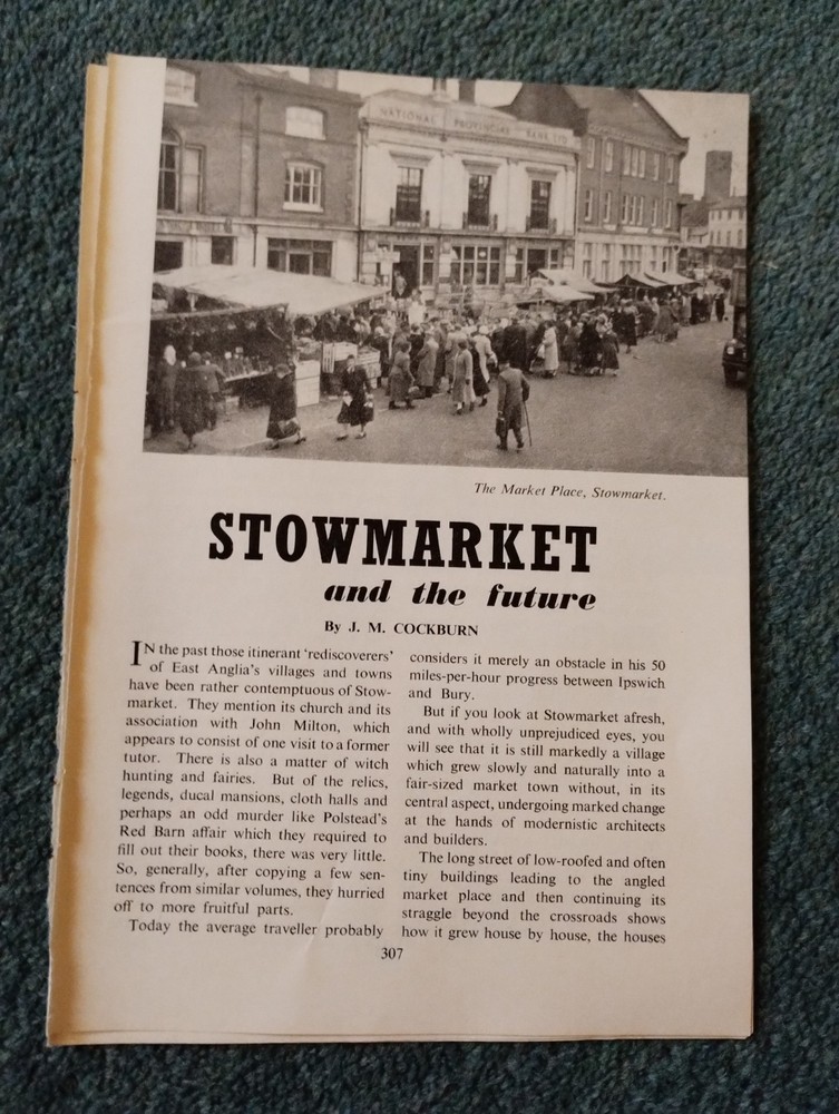 Sk266 Ephemera 1961 Article Stowmarket