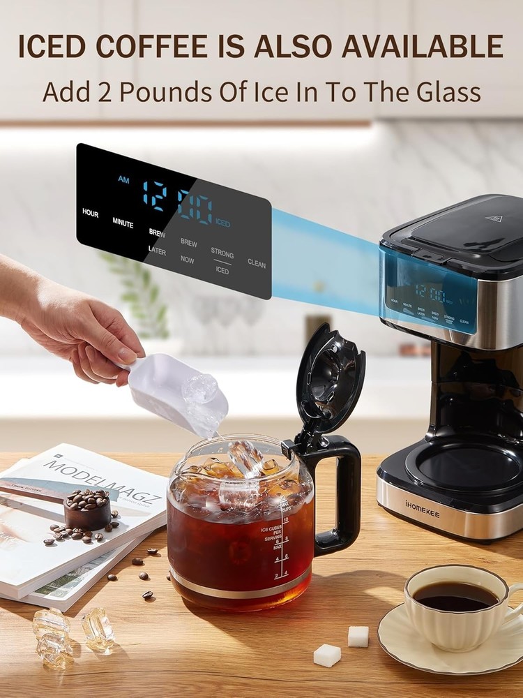 Coffee Maker, Programmable Drip Coffee Maker 12 Cup, Regular & Strong Brew Dr...