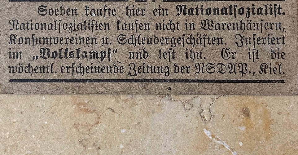 PRE-WW2 GERMAN INFORMATION CARD